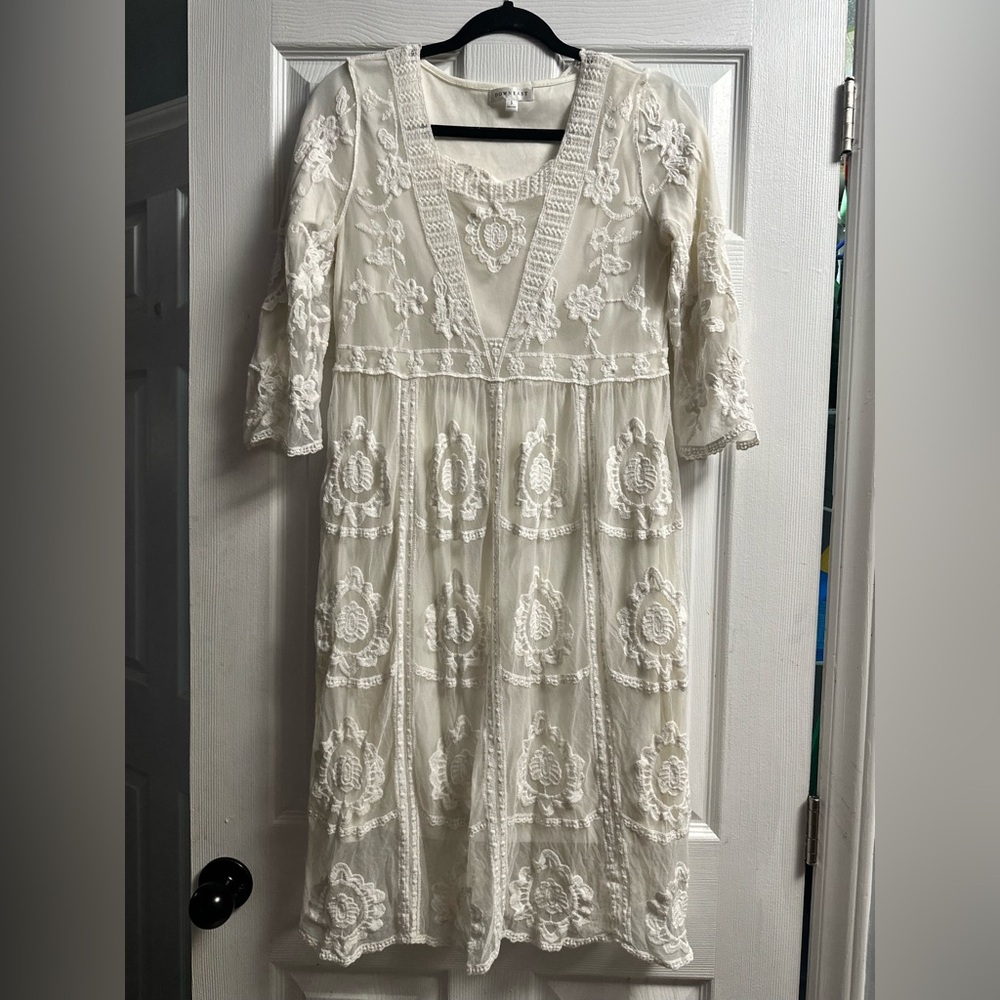 Downeast Ivory Lace Overlay Midi Dress Size Small